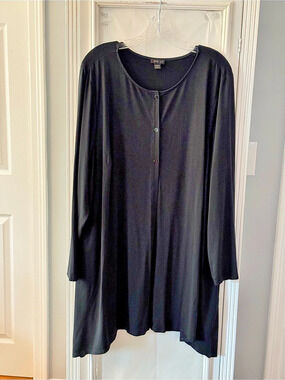 J. Jill Wearever Knit Button-Front Top Black Size 3X
